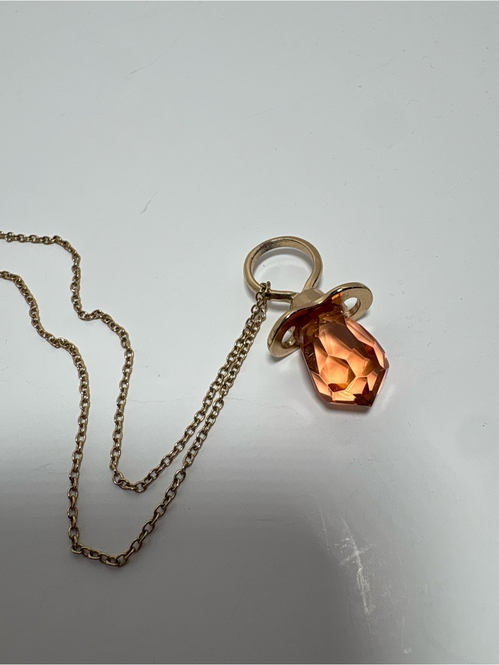 Melanie Martinez Cry Baby Gold-Tone Necklace with Amber Crystal Pacifier Pendant
